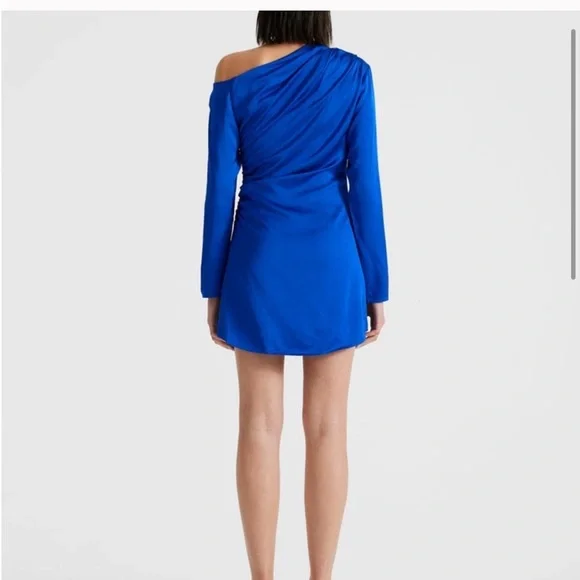 NWT ALC Jamie Asymmetrical Dress In Cyan Blue Sz 2 - Picture 3 of 6